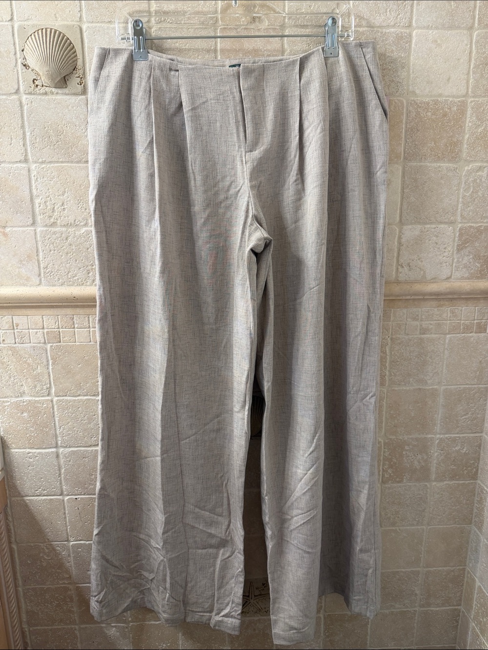 Lightweight linen Wide-Leg Dress Pants - Beige 18’’-19.5’’